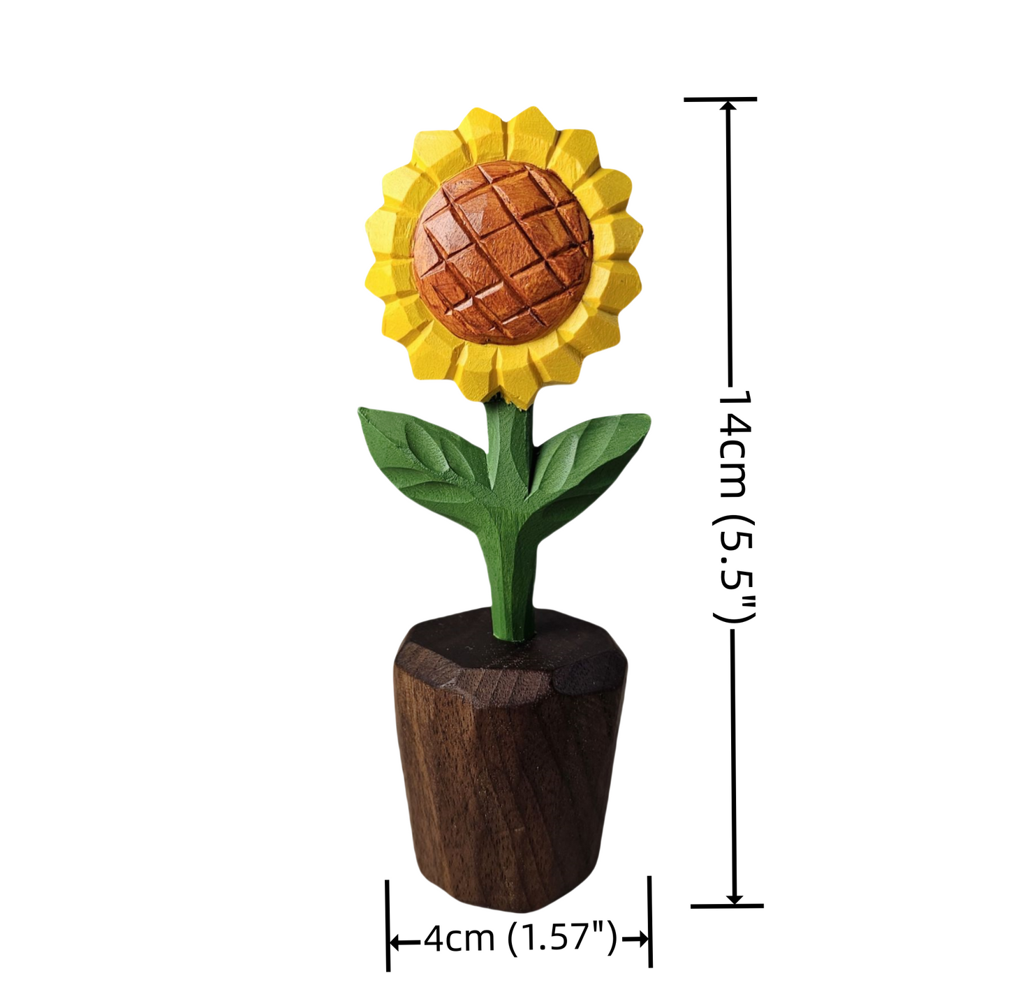 Elegant Sunflower Wooden Sculpture | Hand-Carved & Painted With Gift Box Packing