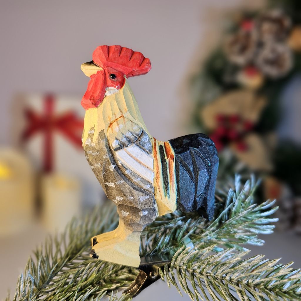 Chicken Wooden Clip-on Christmas Tree Ornament