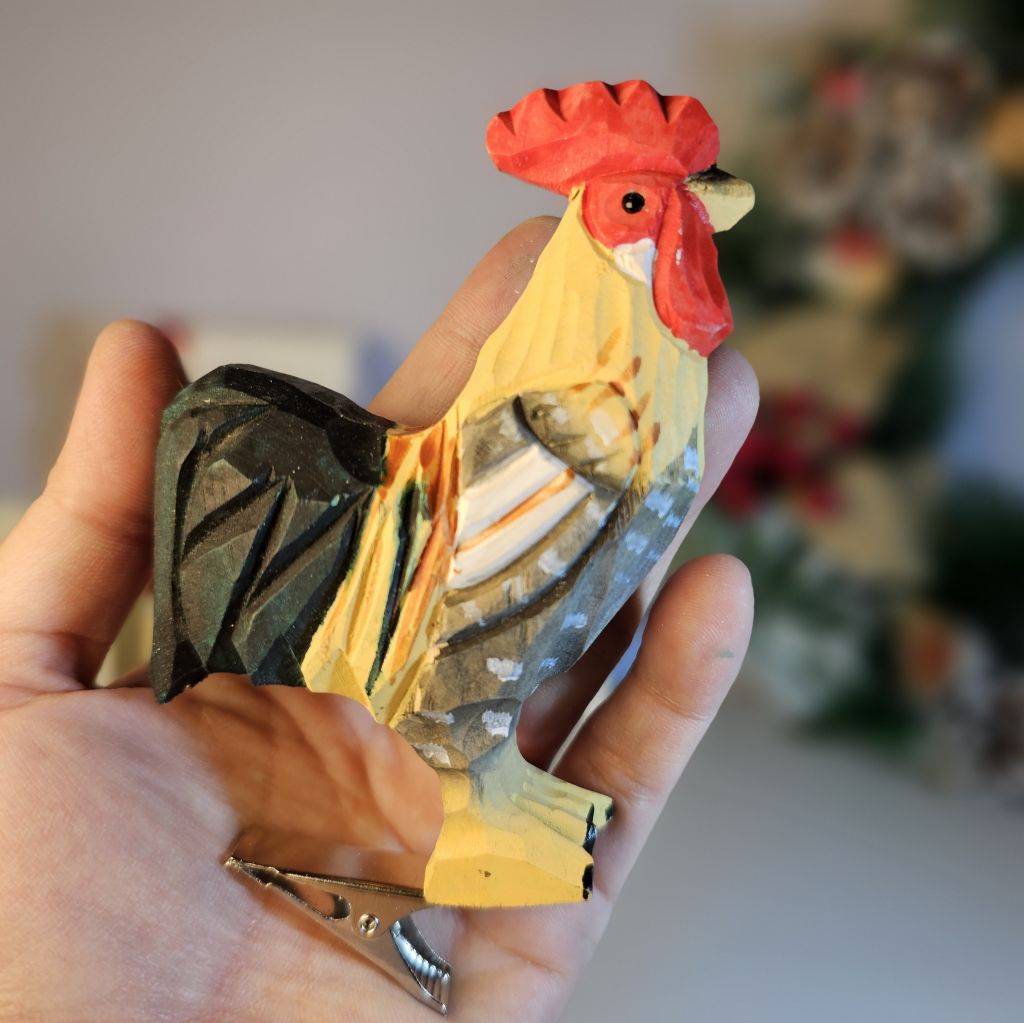 Chicken Wooden Clip-on Christmas Tree Ornament