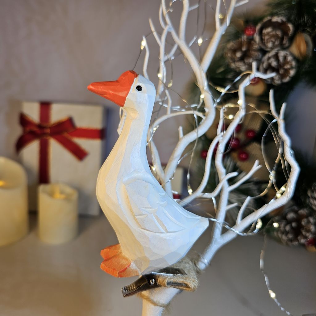 Goose Wooden Clip-on Christmas Tree Ornament