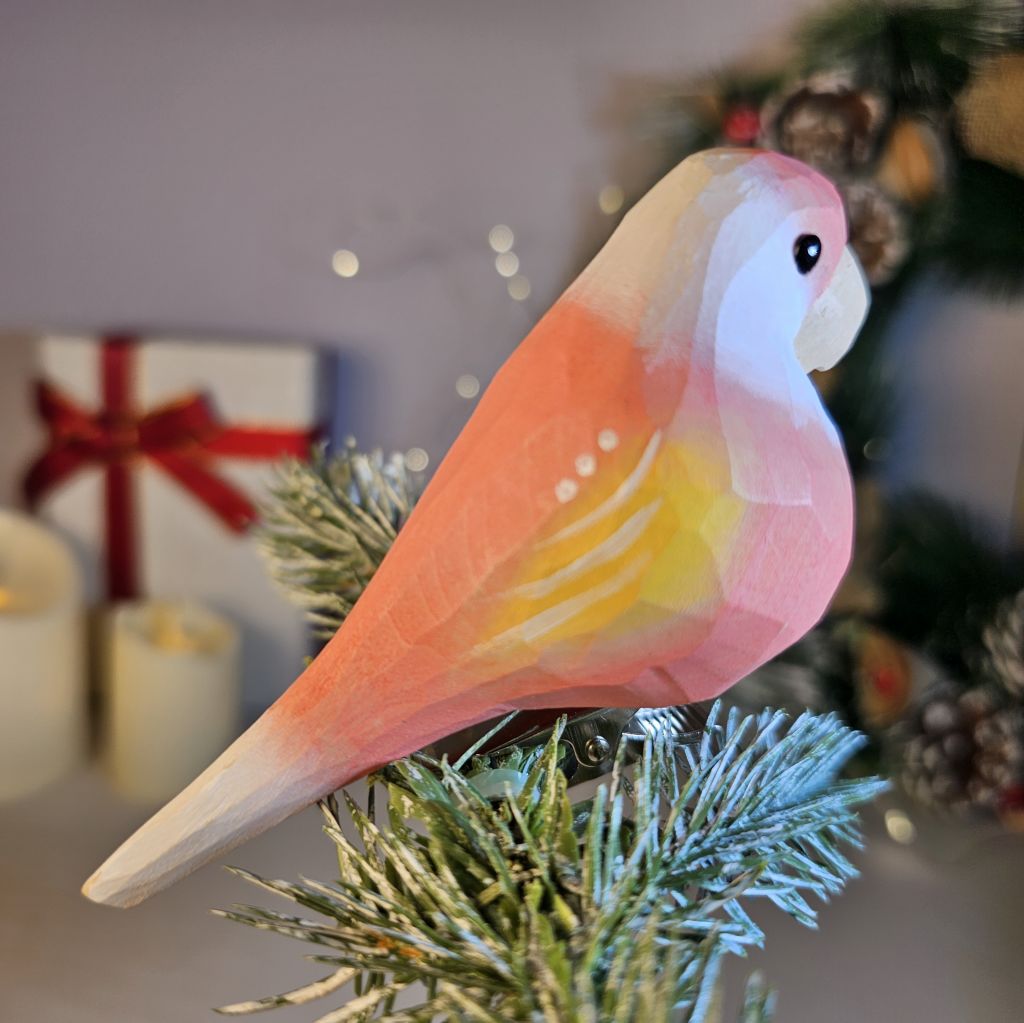 Parakeet Wooden Clip-on Christmas Tree Ornament