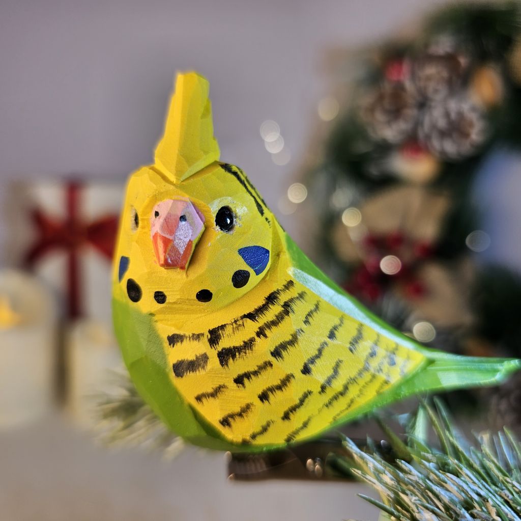 Budgie Wooden Clip-on Christmas Tree Ornament