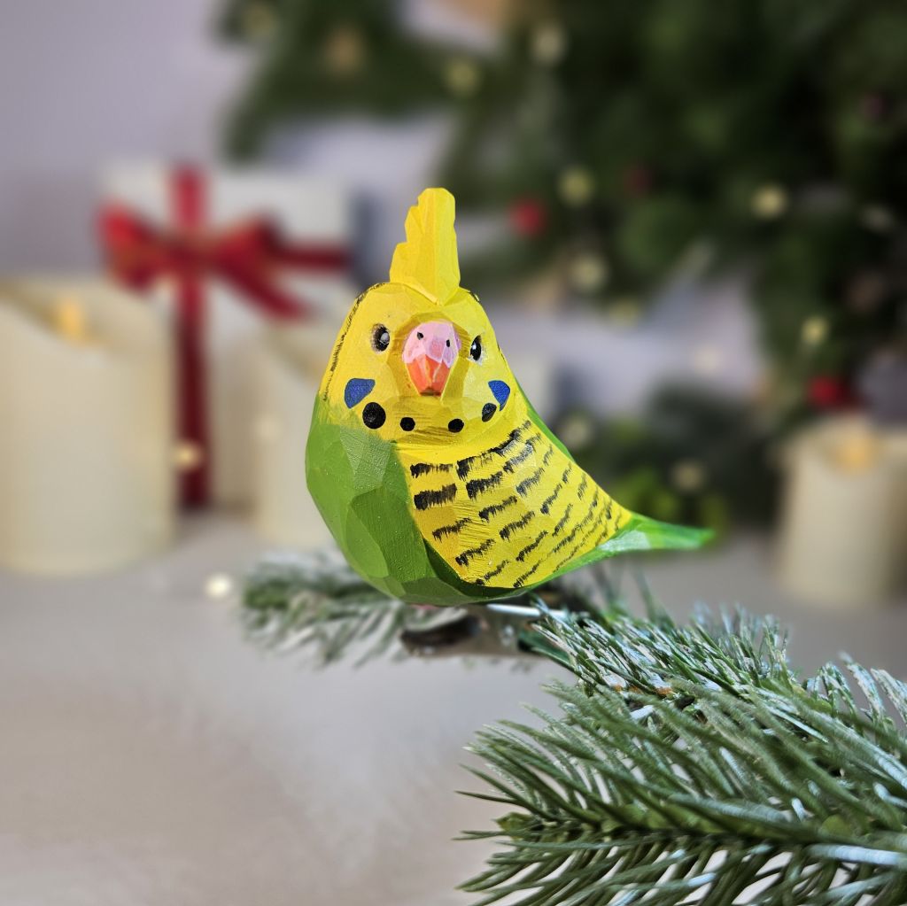 Budgie Wooden Clip-on Christmas Tree Ornament