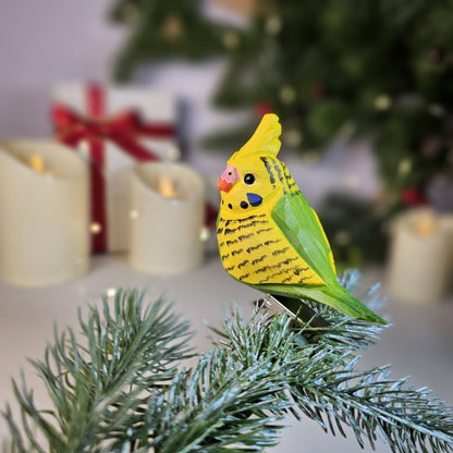 Budgie Wooden Clip-on Christmas Tree Ornament