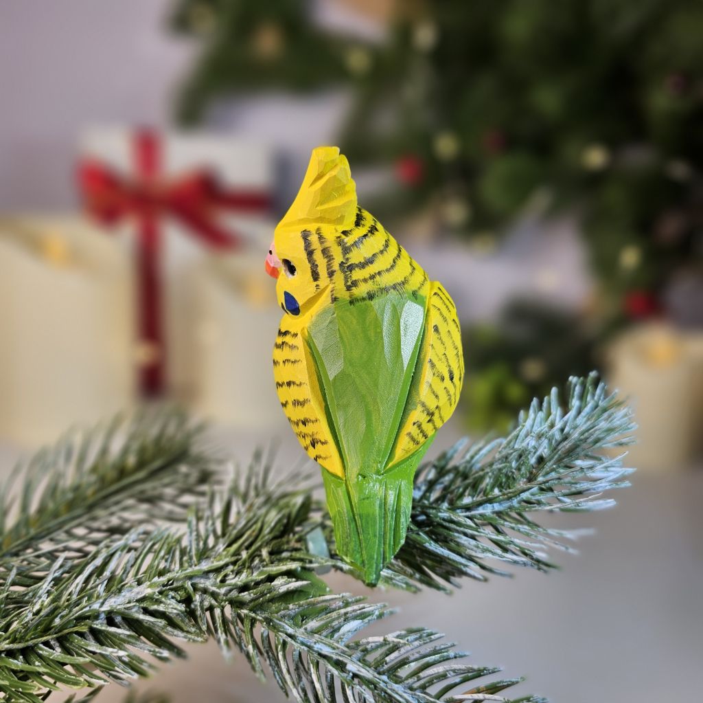 Budgie Wooden Clip-on Christmas Tree Ornament