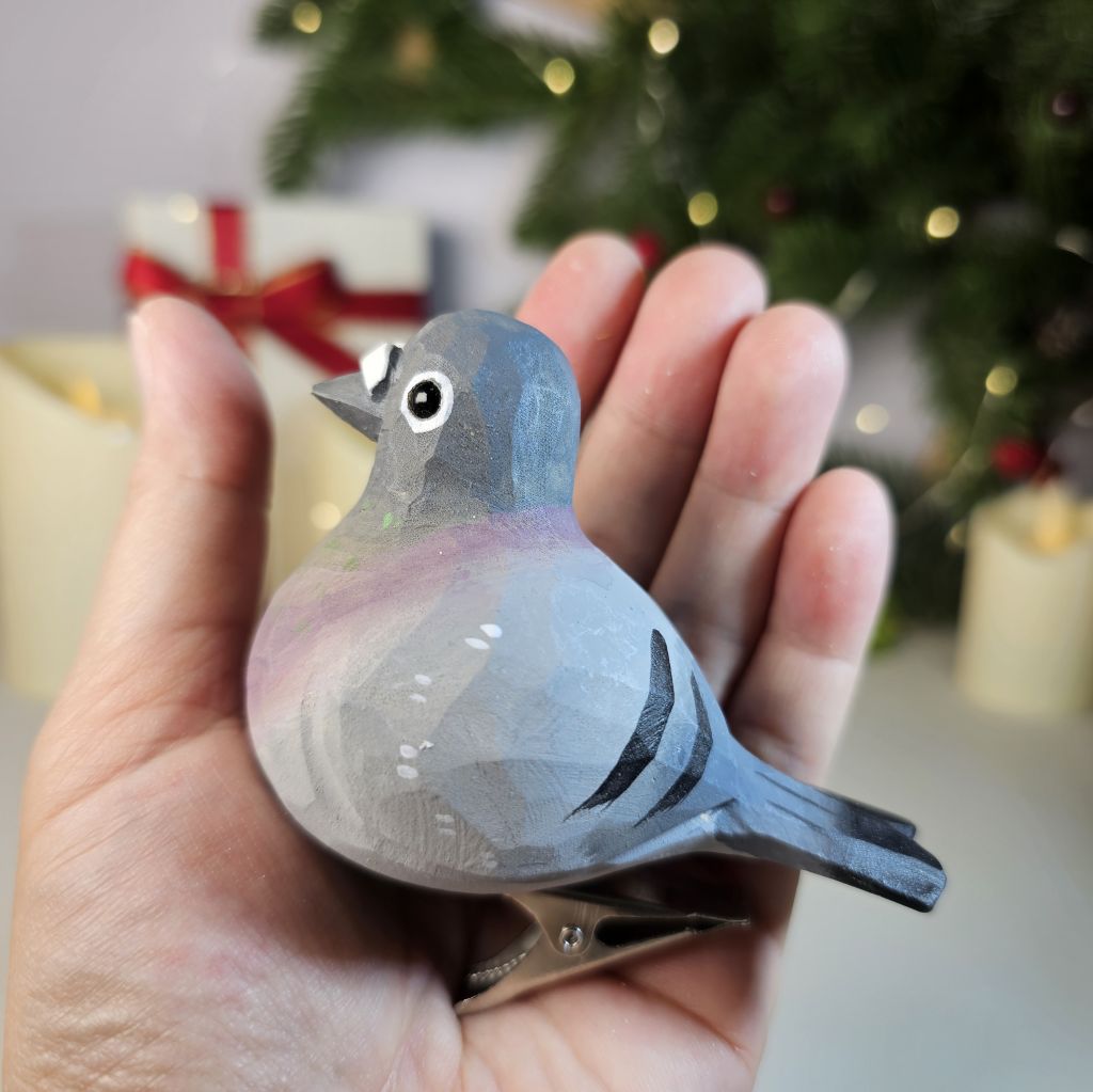 Pigeon Wooden Clip-on Christmas Tree Ornament