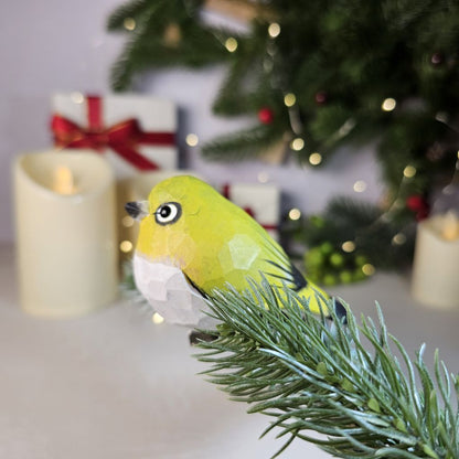 White-eyes Wooden Clip-on Christmas Tree Ornament