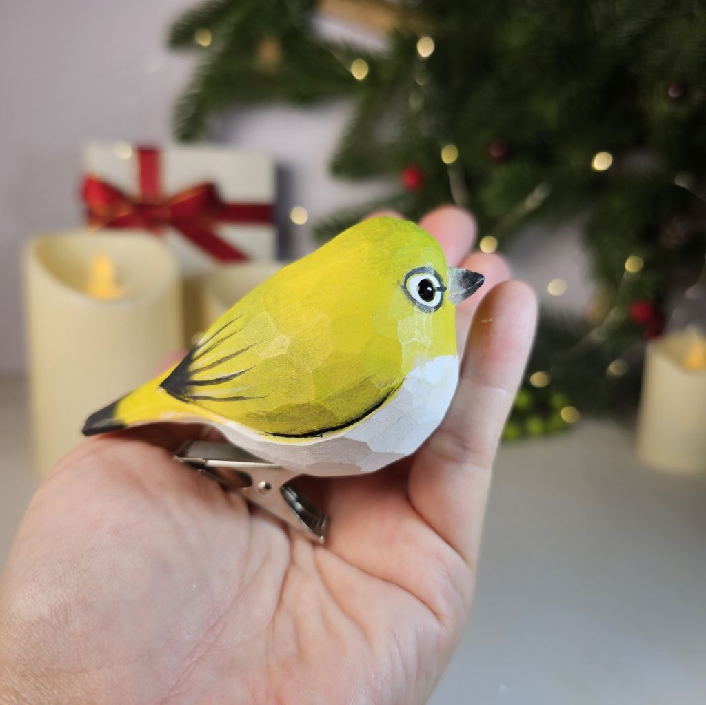 White-eyes Wooden Clip-on Christmas Tree Ornament