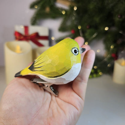 White-eyes Wooden Clip-on Christmas Tree Ornament