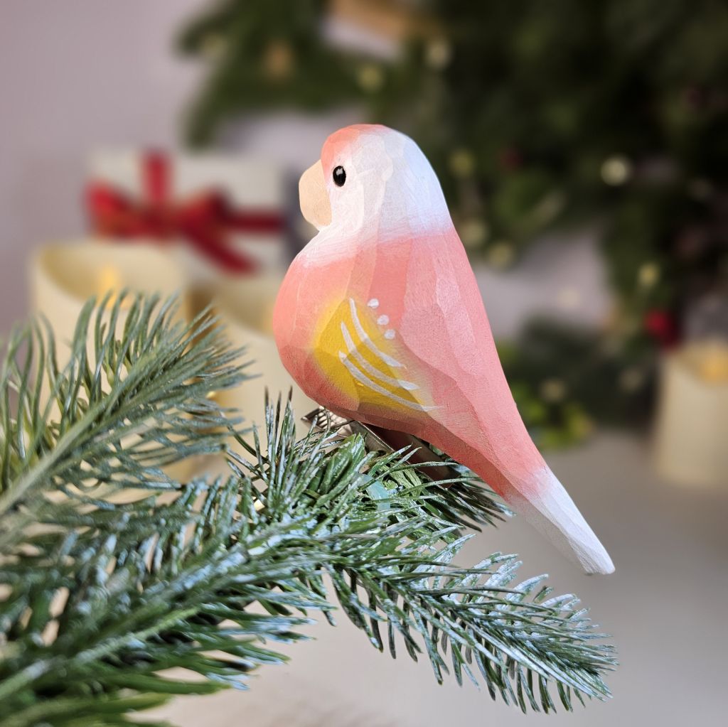 Parakeet Wooden Clip-on Christmas Tree Ornament