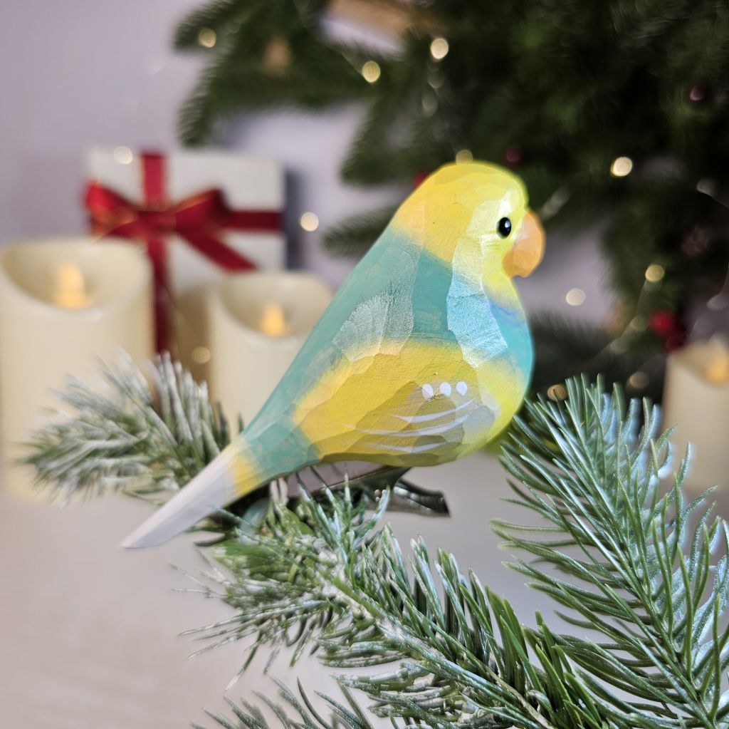 Parakeet Wooden Clip-on Christmas Tree Ornament