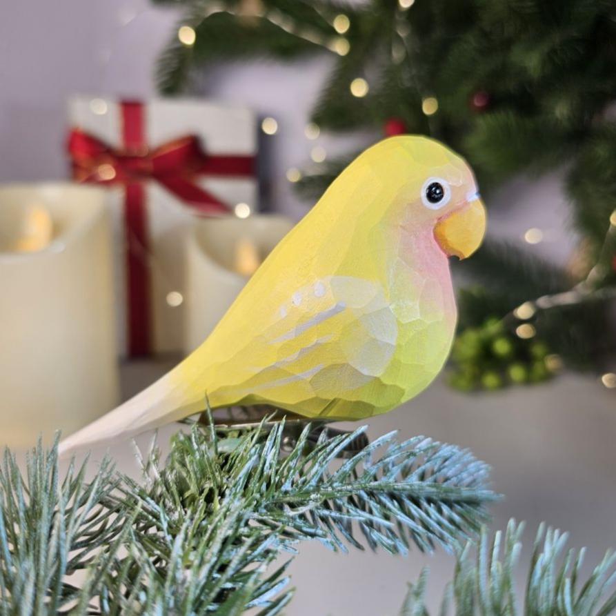 Parakeet Wooden Clip-on Christmas Tree Ornament