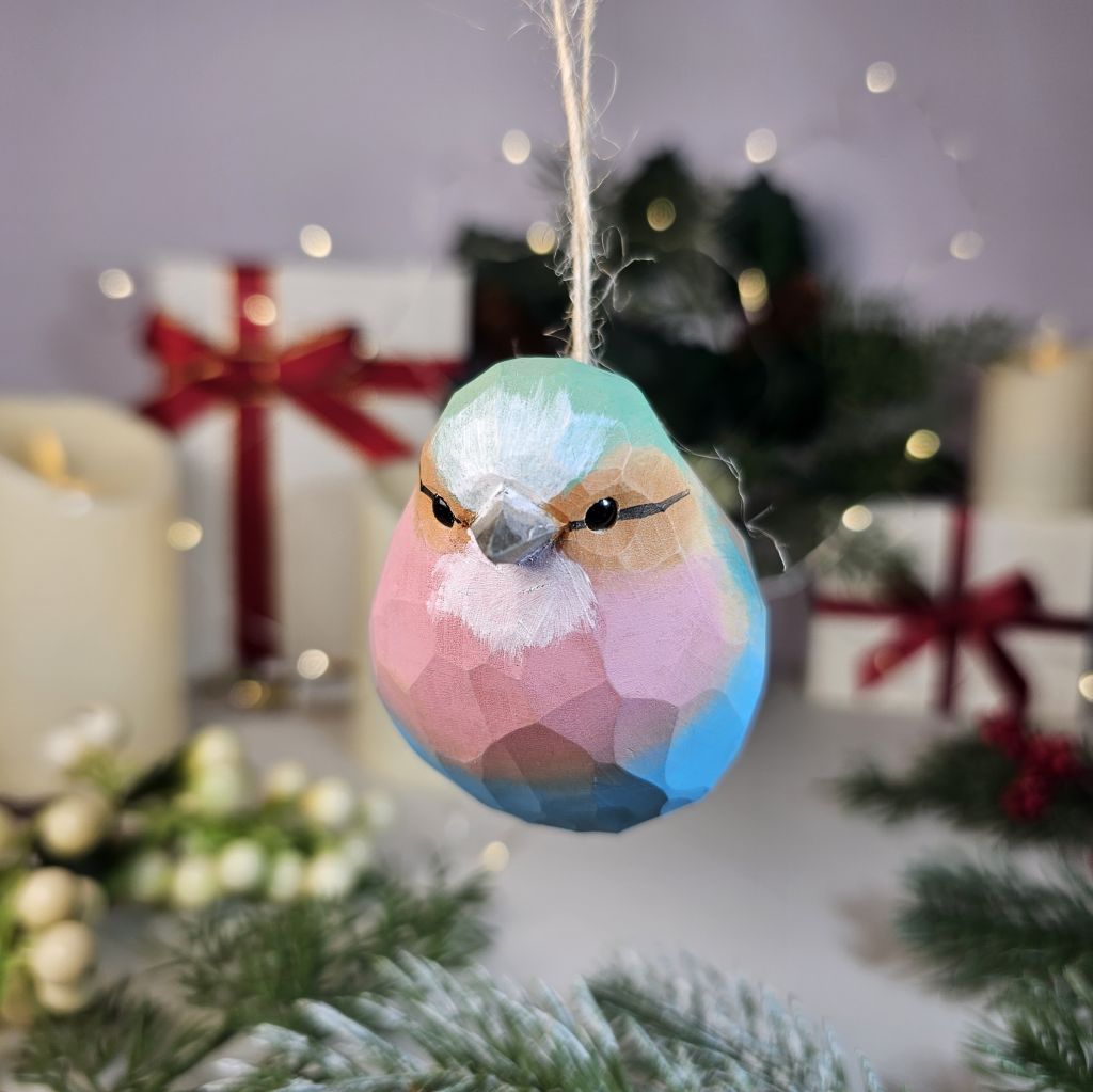 Lilac-Breasted Roller Wooden Hanging Christmas Tree Ornament