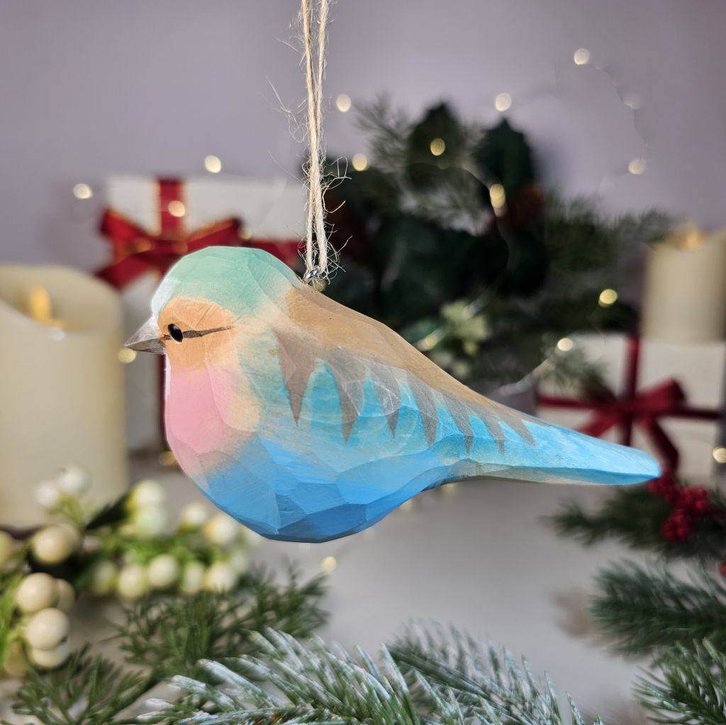 Lilac-Breasted Roller Wooden Hanging Christmas Tree Ornament