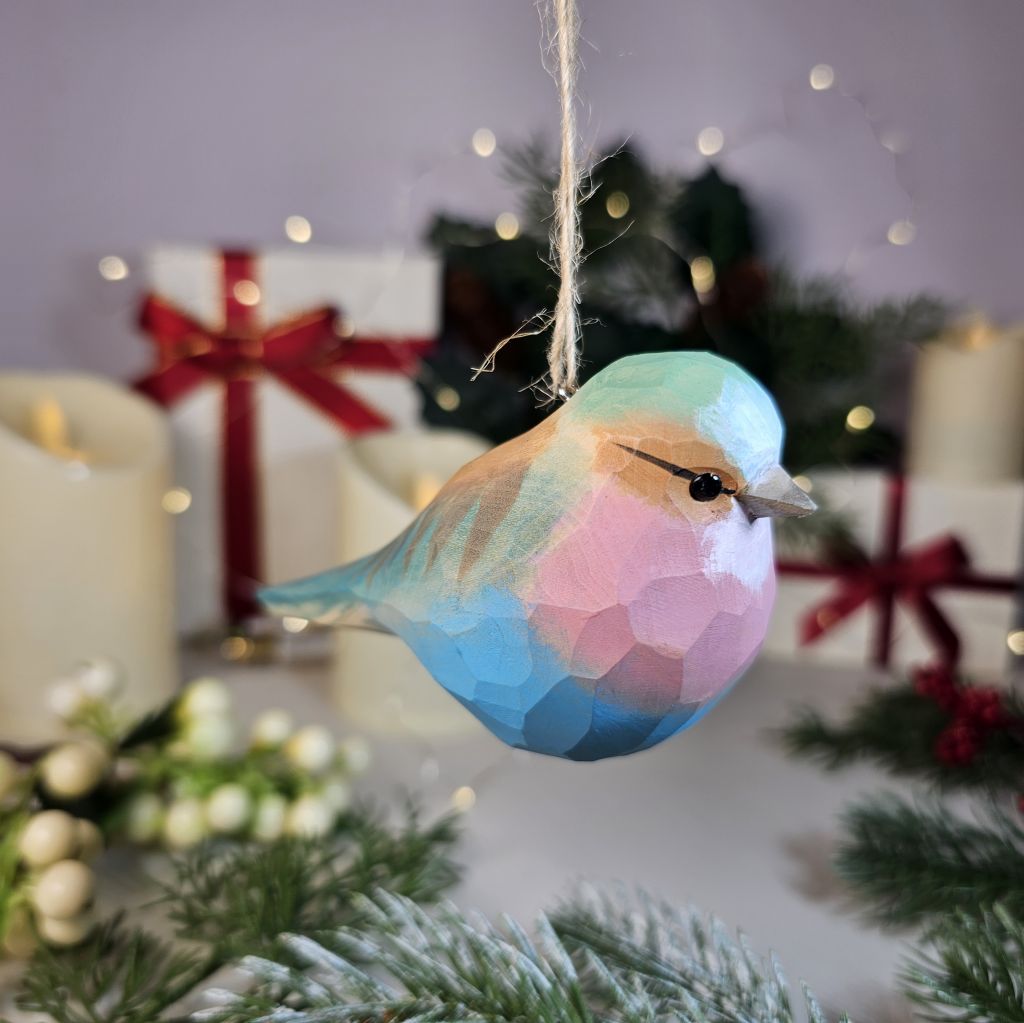 Lilac-Breasted Roller Wooden Hanging Christmas Tree Ornament