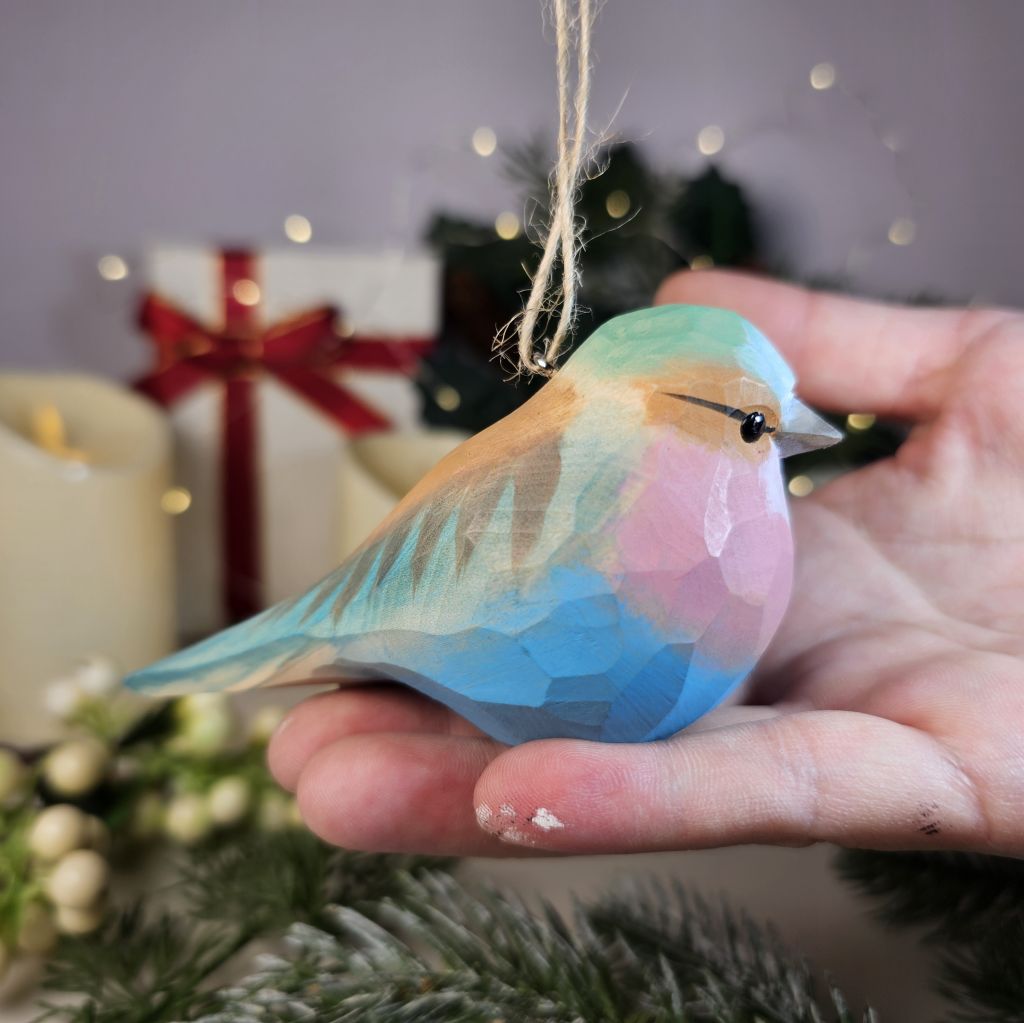 Lilac-Breasted Roller Wooden Hanging Christmas Tree Ornament