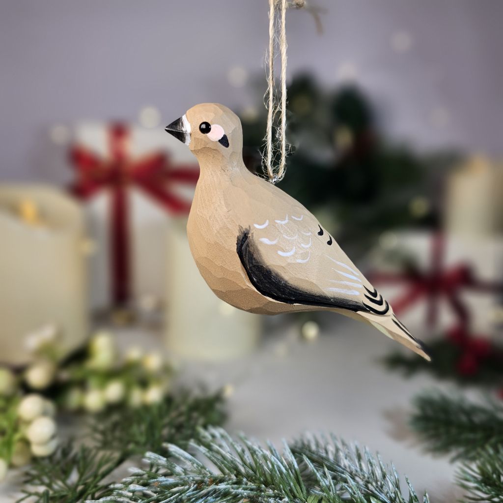 Mourning Dove Wooden Hanging Christmas Tree Ornament