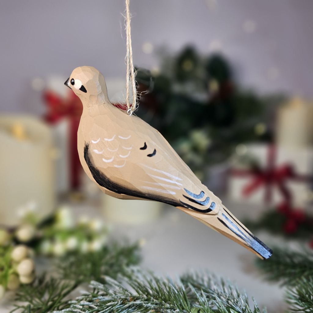 Mourning Dove Wooden Hanging Christmas Tree Ornament