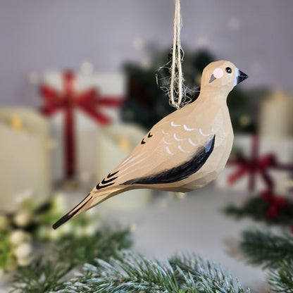 Mourning Dove Wooden Hanging Christmas Tree Ornament