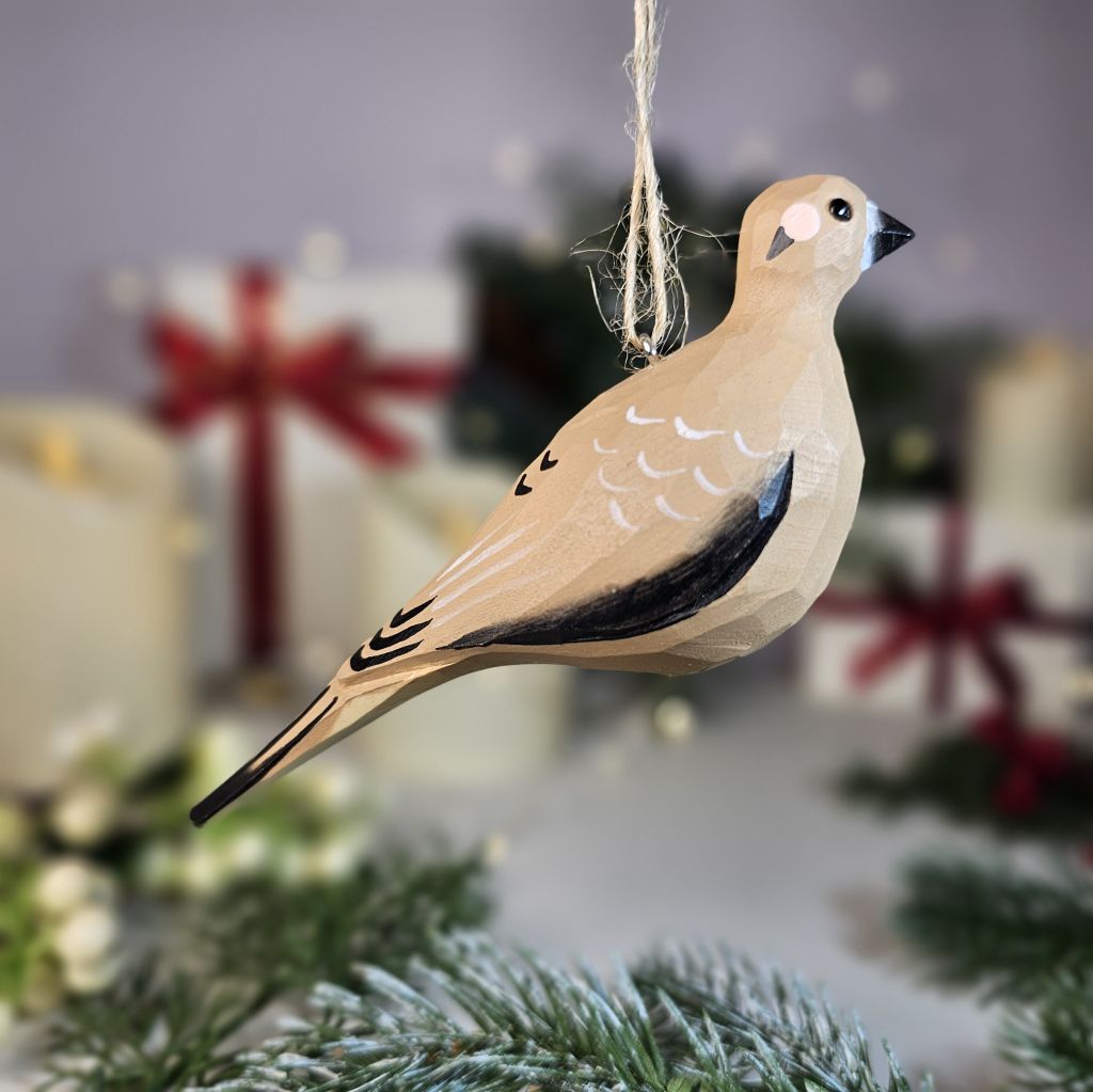 Mourning Dove Wooden Hanging Christmas Tree Ornament