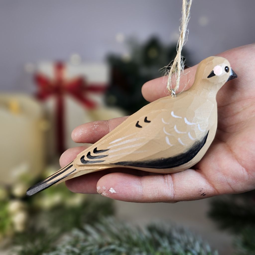 Mourning Dove Wooden Hanging Christmas Tree Ornament