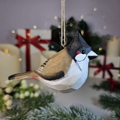 Red-whiskered Bulbul Wooden Hanging Christmas Tree Ornament