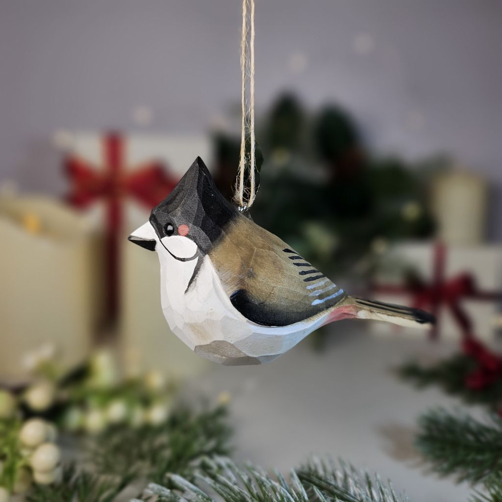 Red-whiskered Bulbul Wooden Hanging Christmas Tree Ornament