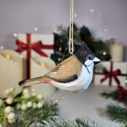 Red-whiskered Bulbul Wooden Hanging Christmas Tree Ornament