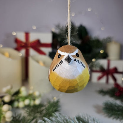 Carolina Wrens Wooden Hanging Christmas Tree Ornament