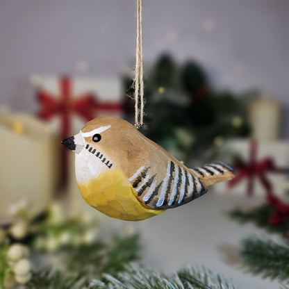 Carolina Wrens Wooden Hanging Christmas Tree Ornament