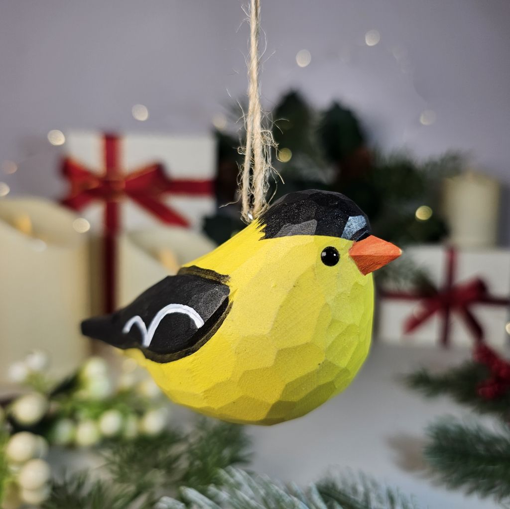 American Goldfinch Wooden Hanging Christmas Tree Ornament