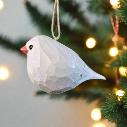 Zebra Finch Wooden Hanging Christmas Tree Ornament