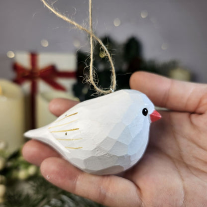 Zebra Finch Wooden Hanging Christmas Tree Ornament