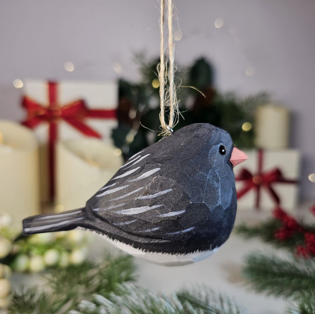 Dark-eyed Junco Wooden Hanging Christmas Tree Ornament