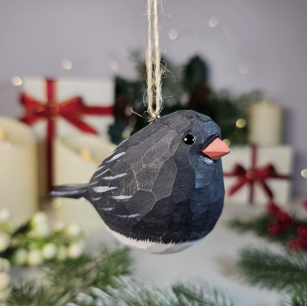 Dark-eyed Junco Wooden Hanging Christmas Tree Ornament