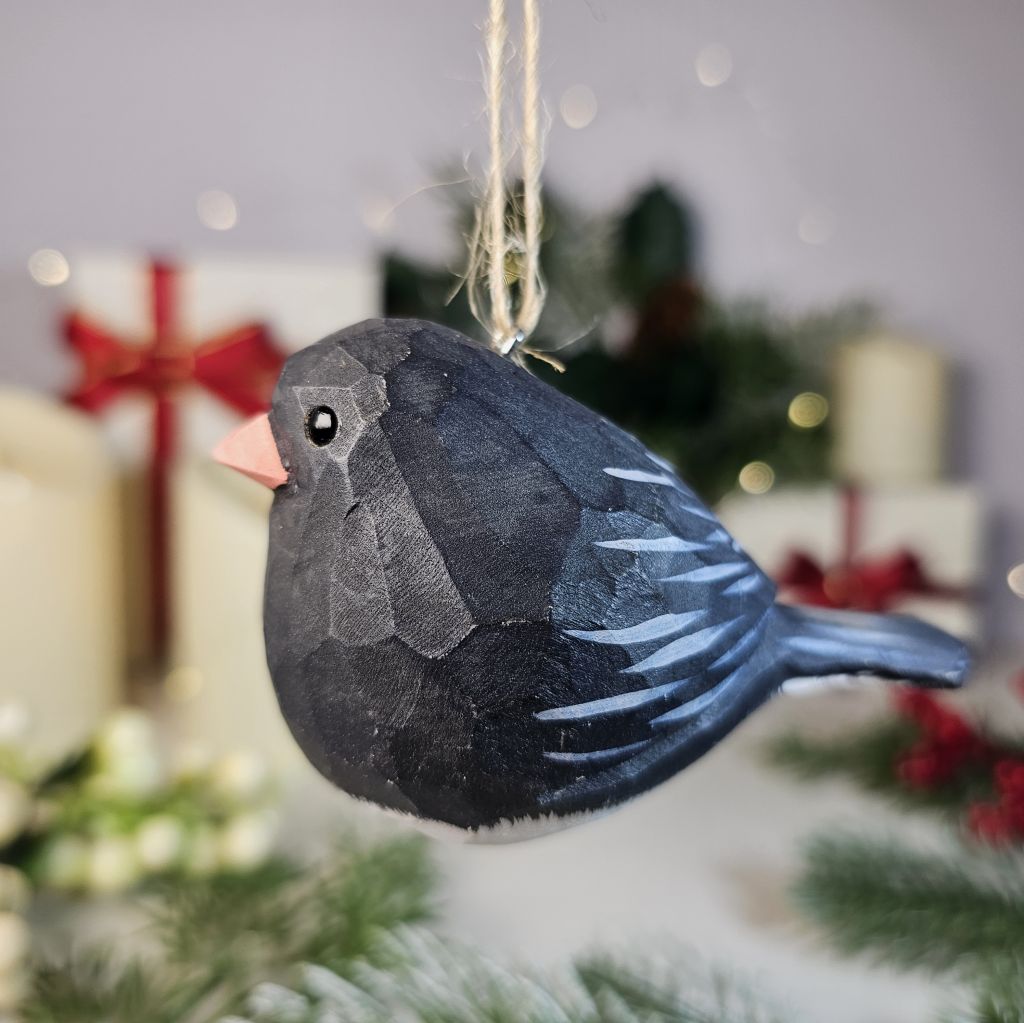 Dark-eyed Junco Wooden Hanging Christmas Tree Ornament