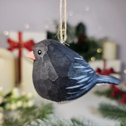 Dark-eyed Junco Wooden Hanging Christmas Tree Ornament