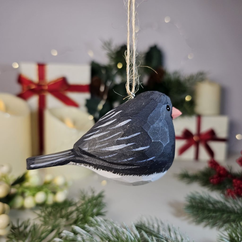 Dark-eyed Junco Wooden Hanging Christmas Tree Ornament