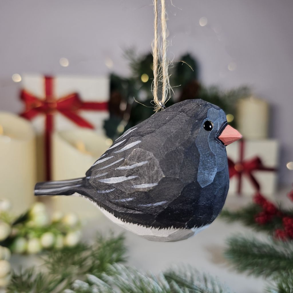 Dark-eyed Junco Wooden Hanging Christmas Tree Ornament