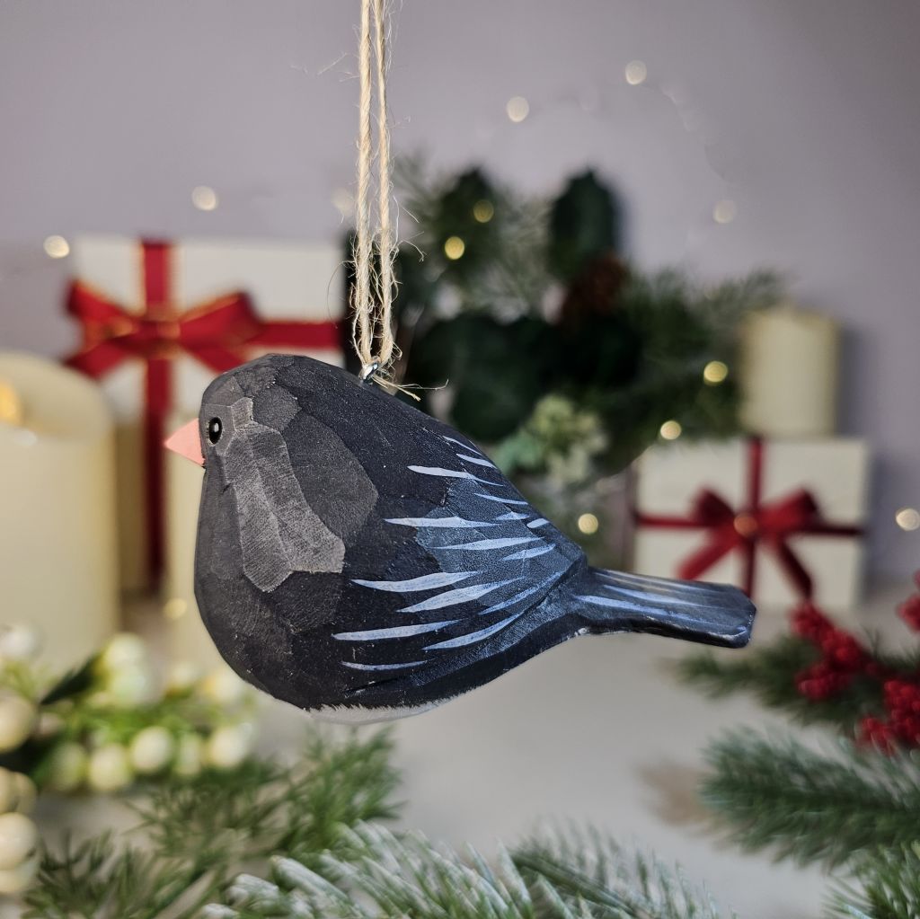 Dark-eyed Junco Wooden Hanging Christmas Tree Ornament