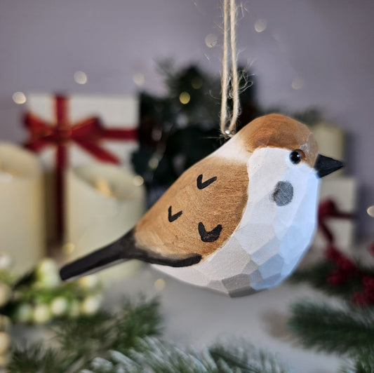 Sparrow Wooden Hanging Christmas Tree Ornament