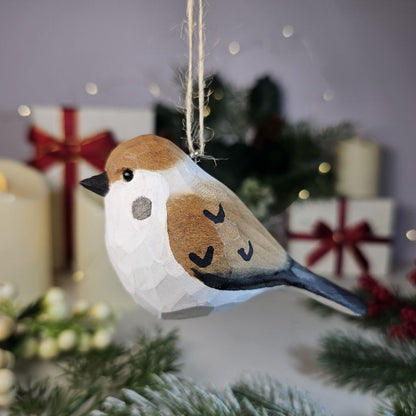 Sparrow Wooden Hanging Christmas Tree Ornament