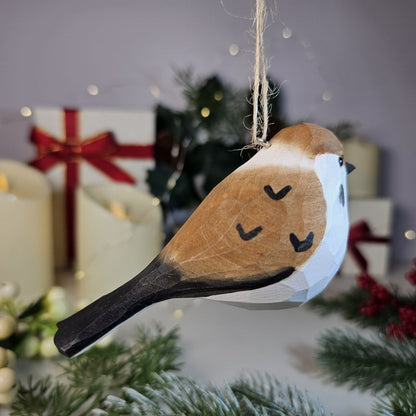 Sparrow Wooden Hanging Christmas Tree Ornament