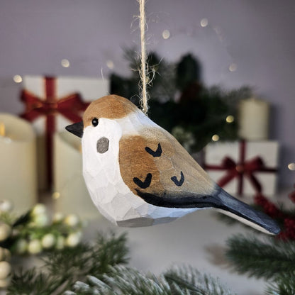 Sparrow Wooden Hanging Christmas Tree Ornament