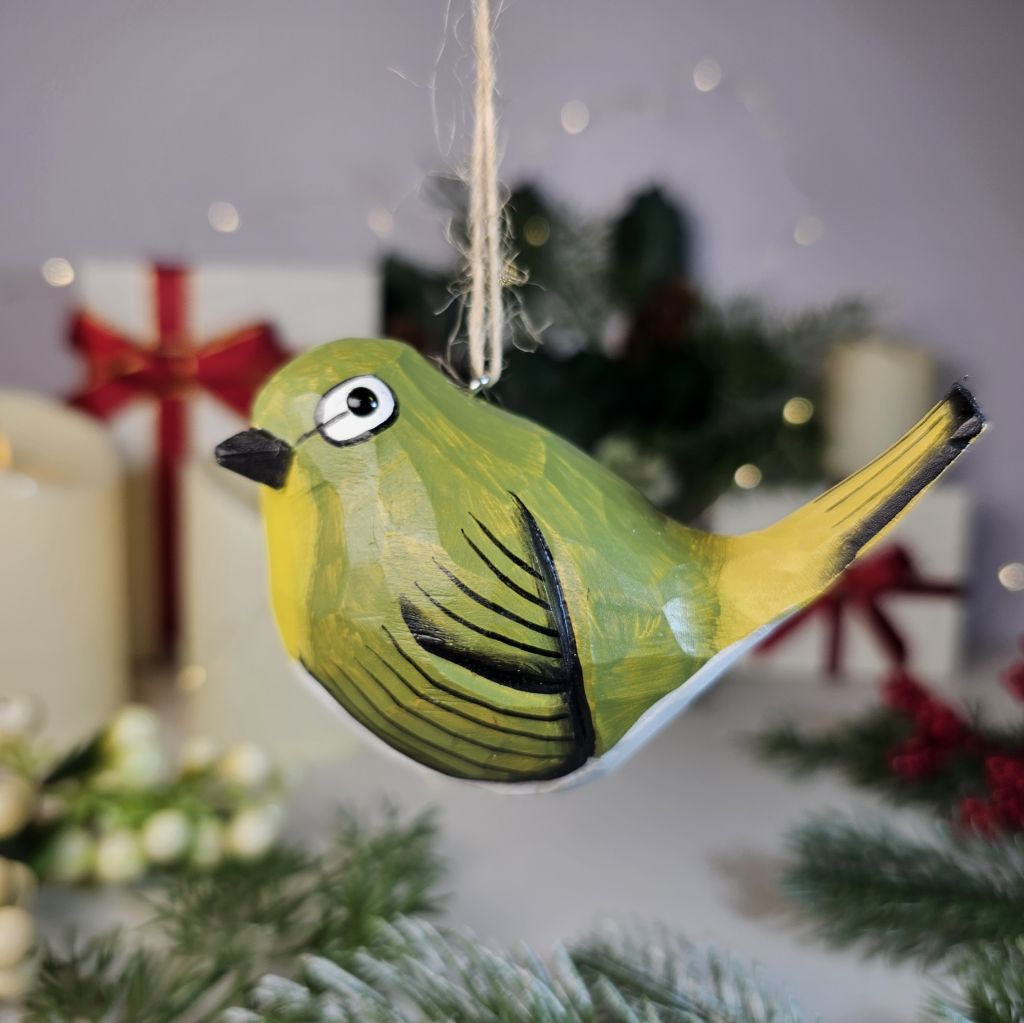 White-Eyes Wooden Hanging Christmas Tree Ornament