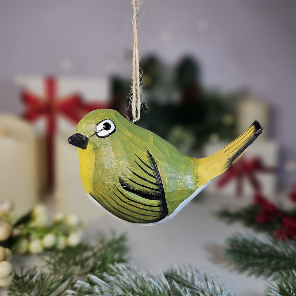 White-Eyes Wooden Hanging Christmas Tree Ornament