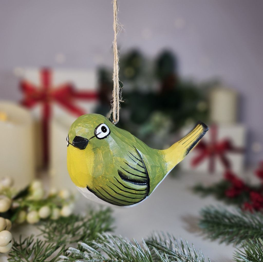 White-Eyes Wooden Hanging Christmas Tree Ornament