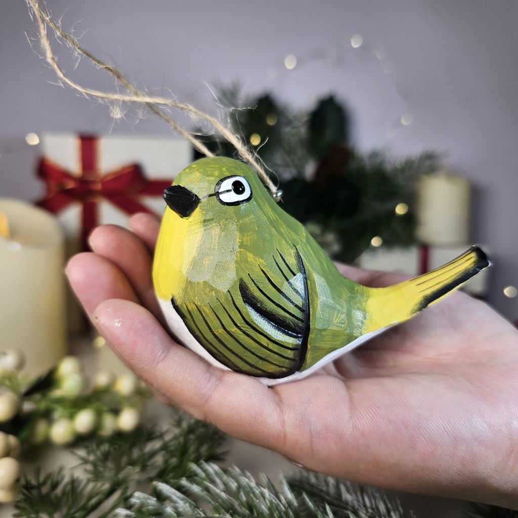 White-Eyes Wooden Hanging Christmas Tree Ornament