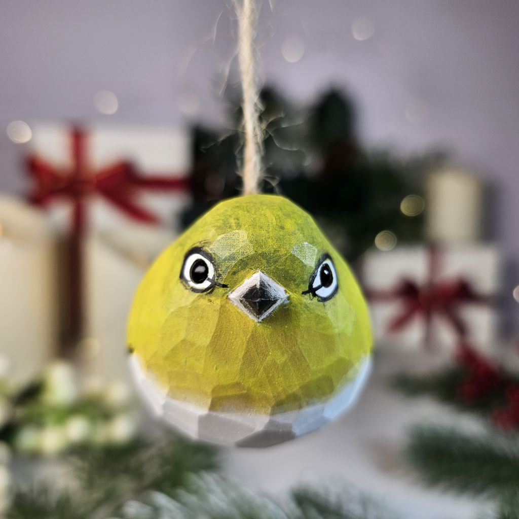 White-Eyes Wooden Hanging Christmas Tree Ornament