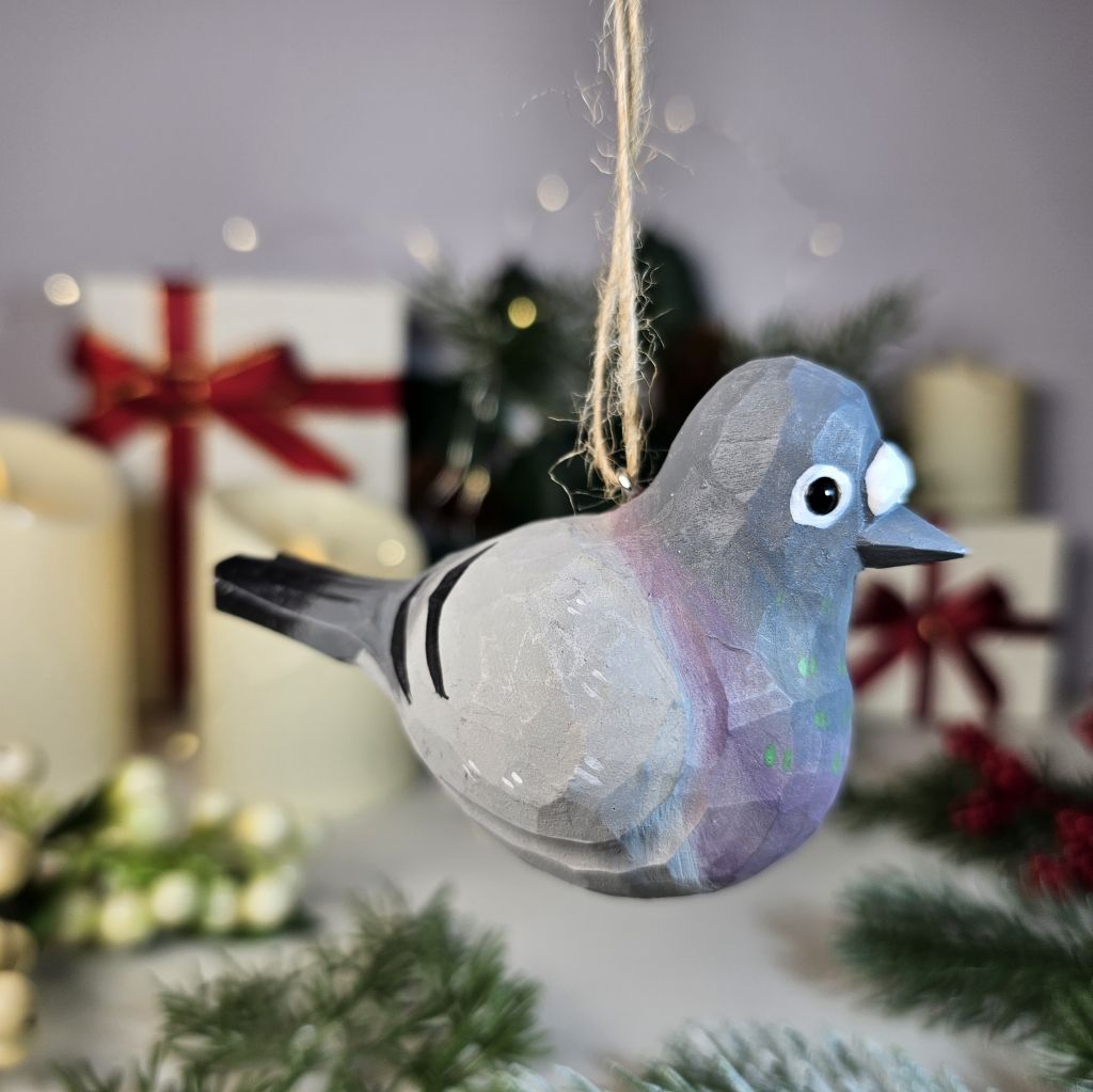 Baby Pigeon Wooden Hanging Christmas Tree Ornament